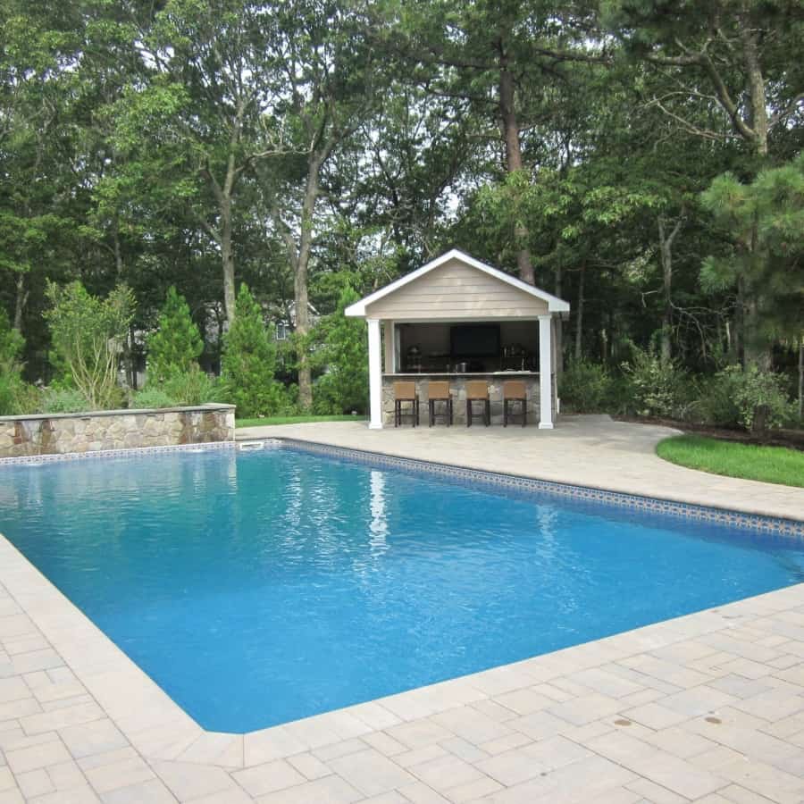 18' x 36' Pool with Sheer Descents and LED color light - Hampton Bays, Long Island NY