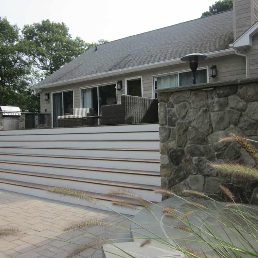 Built in Spa and Outdoor Kitchen veneered in Dressed Field Stone - Bucks County - Hampton Bays, Long Island NY