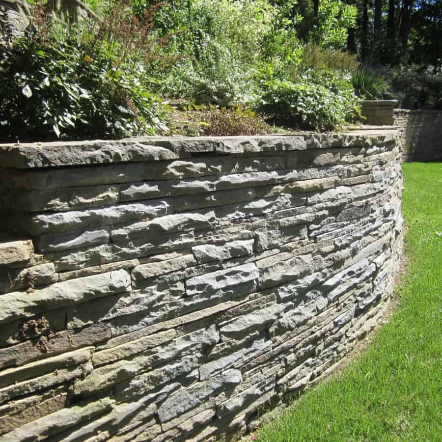 Colonial Stacked Bluestone Retaining Walls with natural cleft - East Setuaket, Long Island NY