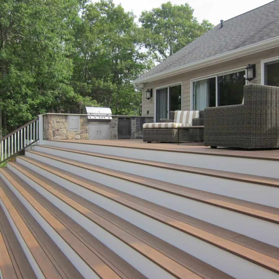 15' x 75' TimberTech Deck with Azek risers and railings - Hampton Bays, Long Island NY