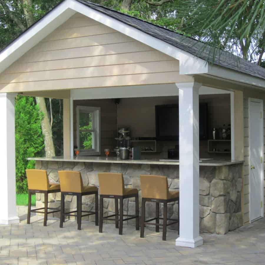 16' x 20' Pool House/Cabana with custom entertainment area and storage room - Hampton Bays, Long Island NY