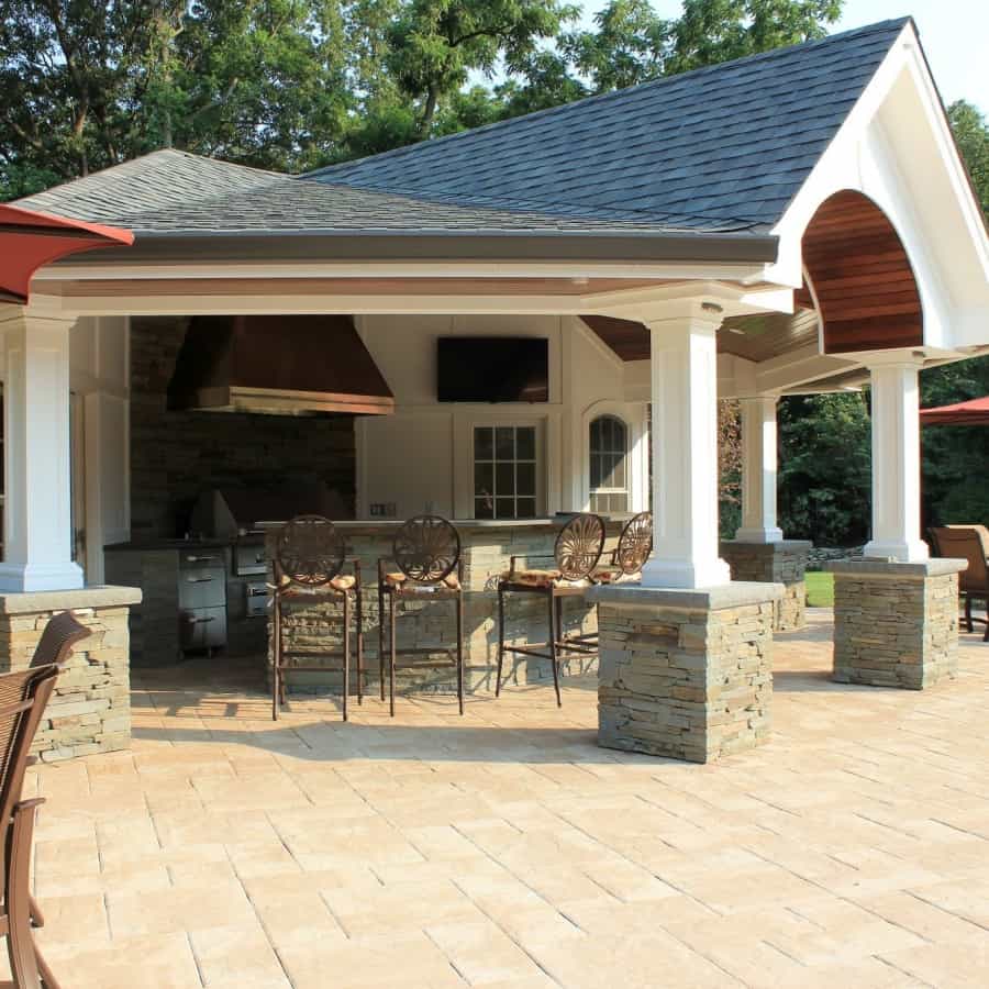 20' x 40' Custom Pool House/Cabana with Outdoor Kitchen/Bar, Storage, Bathroom and Outdoor Shower - Old Westbury, Long Island NY