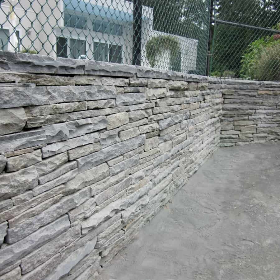 Colonial Stacked Bluestone Retaining Wall with natural cleft - Quogue, Long Island NY