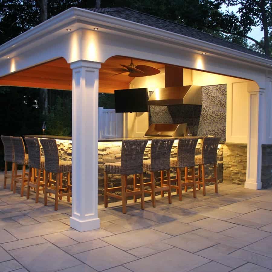 15' x 22' Custom Pool House/Cabana with Outdoor Kitchen/Bar, Storage, Bathroom and Indoor/Outdoor Shower - Manhasset, Long Island NY