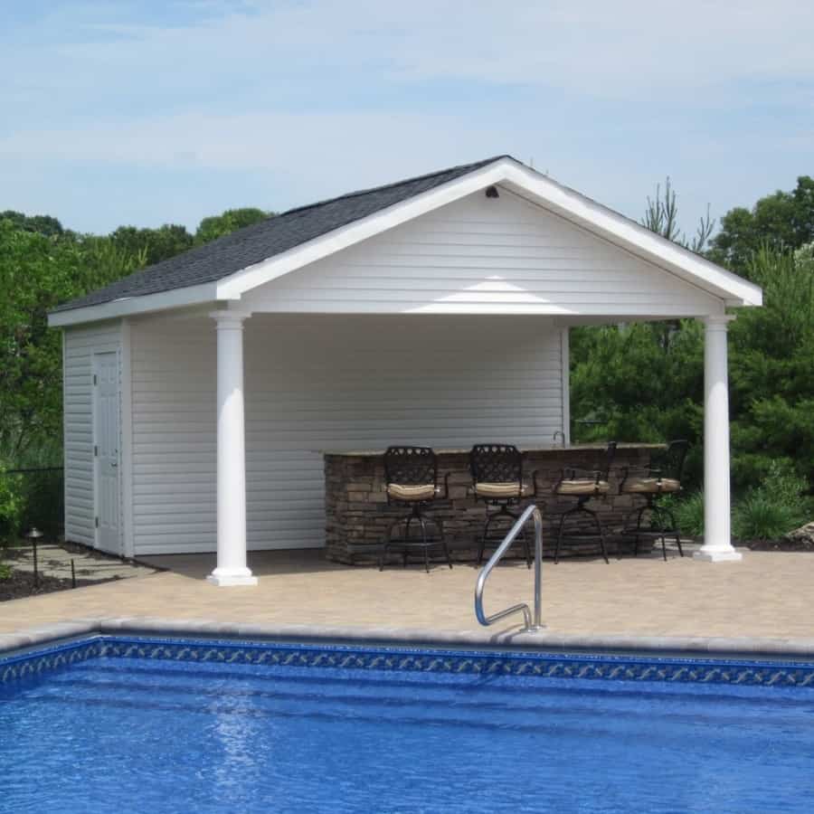 16' x 18' Pool House/Cabana with outdoor bar, bathroom, and storage room - Dix Hills, Long Island NY