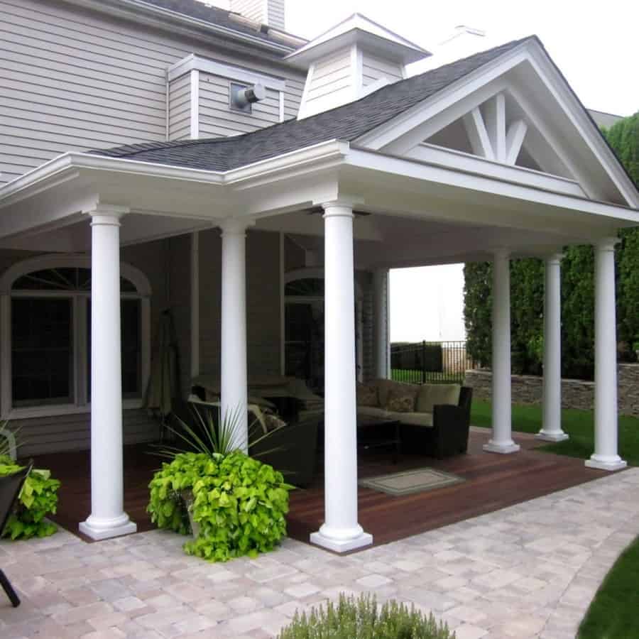 17' x 23' Outdoor Room with pitched roof, columns, and copper cupola - Roslyn, Long Island NY