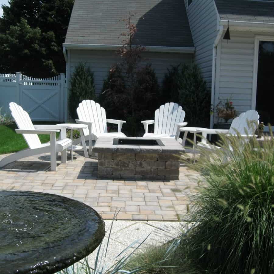 Cambridge - Old English - Color - Toffee/Ony​x - Square Fire Pit with grill grate and fire retardant insert - Islip Terrace, Long Island NY