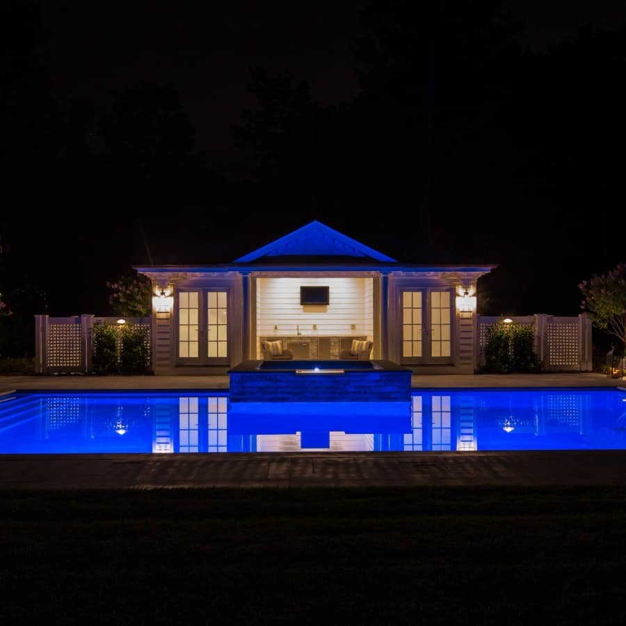 LED Lighting in Gunite Pool and Spa - Plandome Manor, Long Island NY