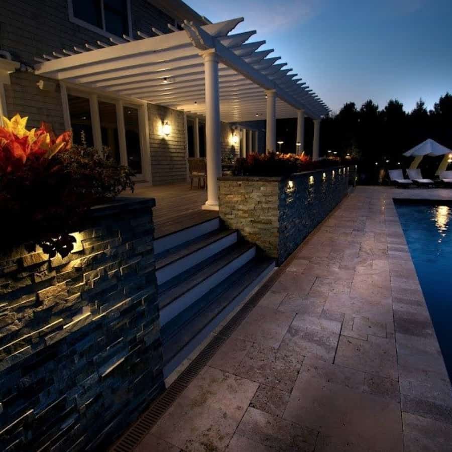 Natural Stone Patio - Travertine "Noche" Pool Patio - Random Pattern - Southampto​n, Long Island NY