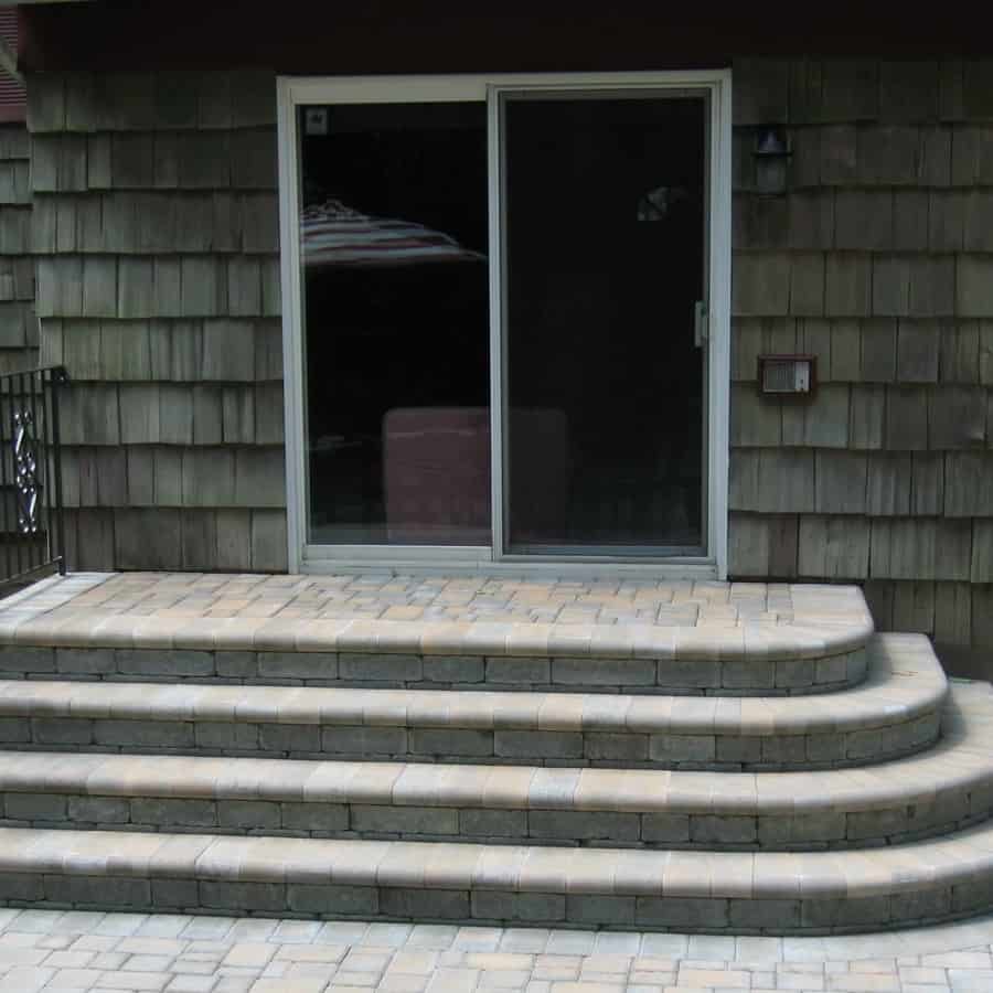 Paver Steps - Cambridge Ledgestone Paver Steps- Toffee/Onyx - Fullnose Treads - Dix Hills, Long Island NY