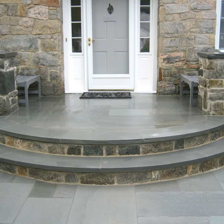Natural Stone Stoop - 1 inch Thermal Bluestone Walkway and Stoop - Random Pattern - Merrick, Long Island NY