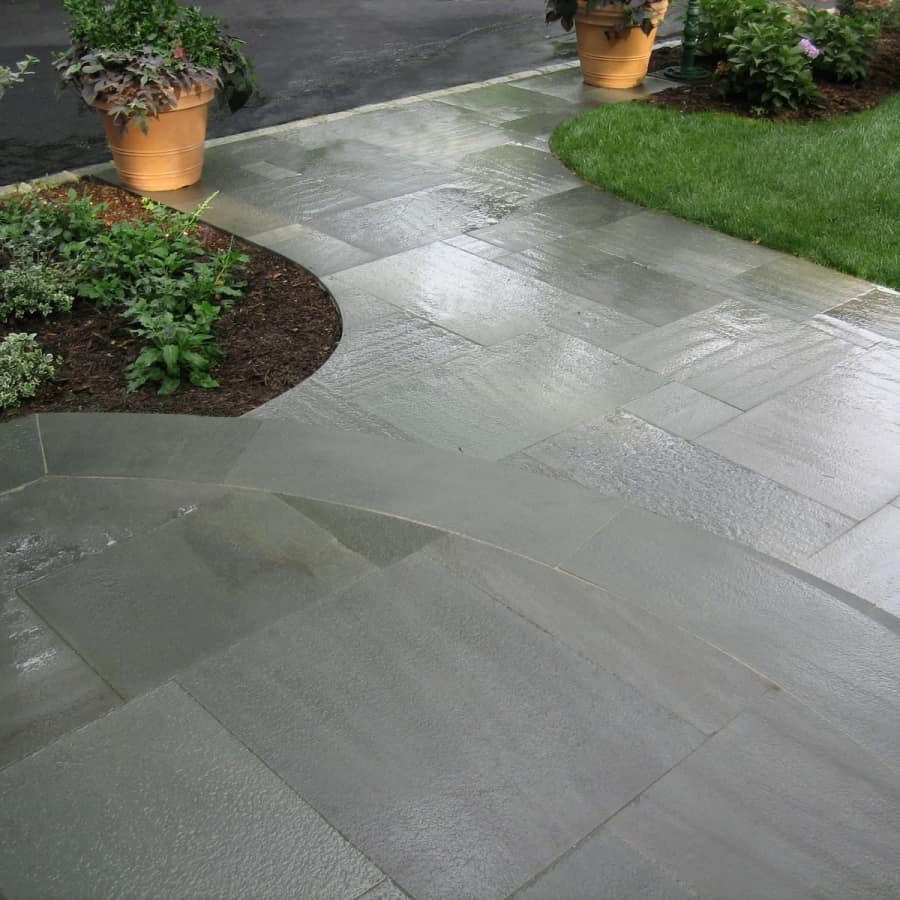 Natural Stone Walkway - 1 inch Thermal Bluestone Walkway and Stoop - Random Pattern - Merrick, Long Island NY