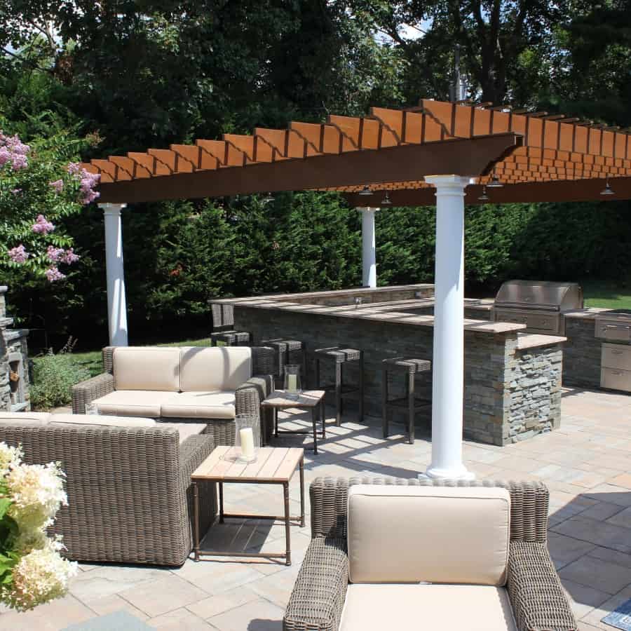 Bi- level Outdoor Kitchen and Bar with Pergola - Roslyn Heights, Long Island NY